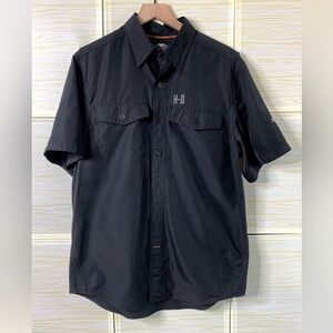 Harley Davidson Stay Cool Performance Shirt Black Button Up Vented Shirt Size M